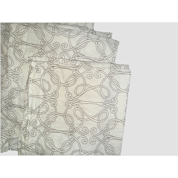 Set 4 Ivory Brown Printed Curtains Drapes Panels 80 Long Cotton Canvas Luxury - Picture 3 of 5